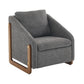 Modern Chenille Upholstered Armchair With Wooden Side Frame - Furniture Home Direct