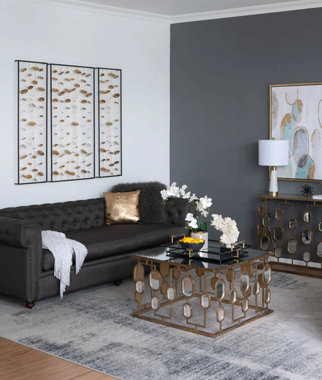 Metal Decorative Wall Art With Frame, Wall Decor For Living Room (Set of 3) - Gold - Furniture Home Direct