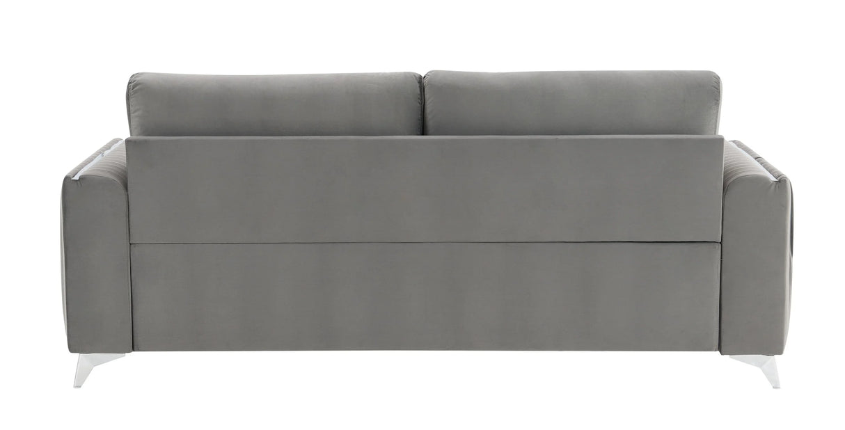 Wenona Gray Velvet 3Pcs Living Room Set (Sofa, Loveseat, Chair) - Furniture Home Direct