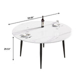 Modern Man-Made Stone Round Metal Dining Table-Position For 6 People - Furniture Home Direct