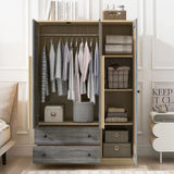 3 Doors Rattan Wardrobe Storage For Bedroom, With 2 Drawers - Furniture Home Direct