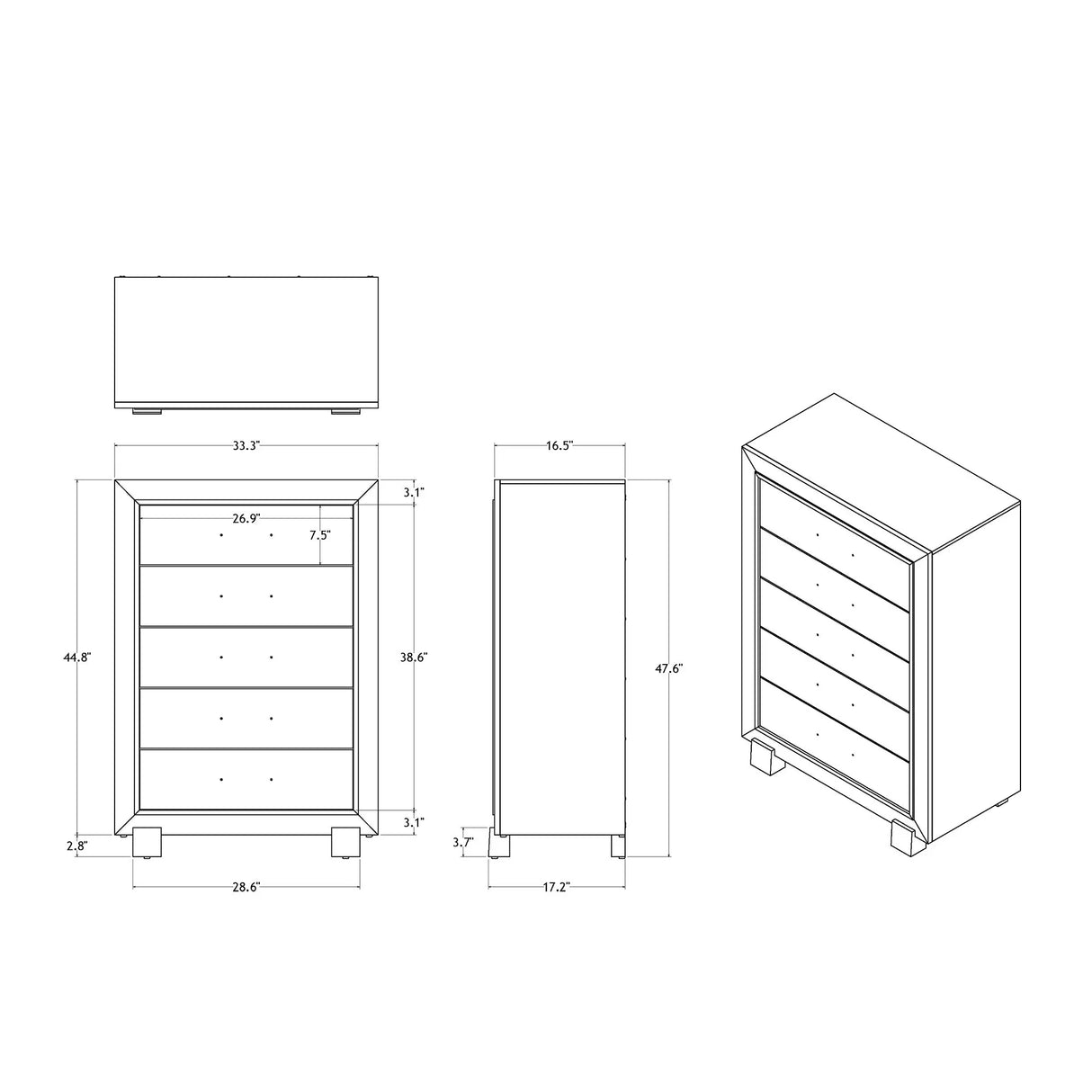 Skye - Marble Chest - White - Furniture Home Direct