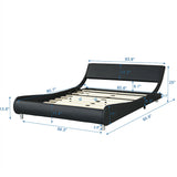Queen Size Upholstered Platform Bed Frame, LED Lighting With Remote Controller And App, Curve Design, Wood Slat Support, No Box Spring Needed - Black - Furniture Home Direct