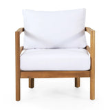 Outdoor Acacia Wood Patio Club Chair, Waterproof Thick Cushion, Deep Seating