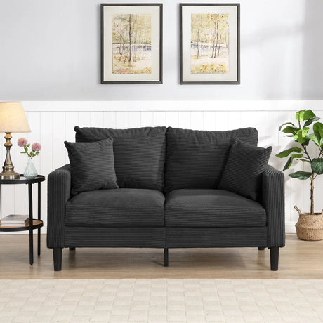 Modern Upholstered Loveseat Sofa With High Resilience, Wooden Frame - Dark Gray - Furniture Home Direct