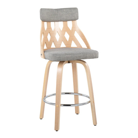 York - Mid-Century Modern Counter Stool - Natural / Light Gray - Furniture Home Direct