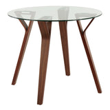Folia - 3 Piece Dining Set Round Fabrizzi Mid-Century Modern - Walnut / Gray - Furniture Home Direct
