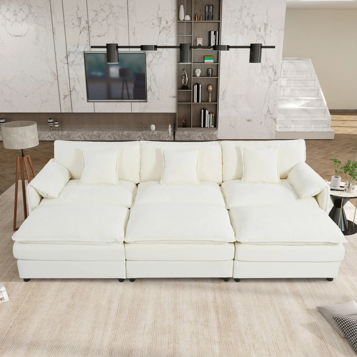 Modern Comfy Deep Seat Modular Sectional Sofa Cloud Couch With Ottoman - Furniture Home Direct