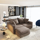 Deep Seat Convertible Sofa With Soft Pillows And Ottomans - Furniture Home Direct