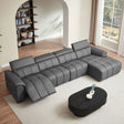 Genuine Leather Power Sectional with USB Port - Gray - Furniture Home Direct