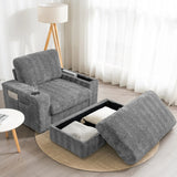 Oversized Chaise Lounge Indoor Rabbit Fur Sofa Bed With Storage Ottoman And Armrests Cup Holders With Deep Seat - Furniture Home Direct