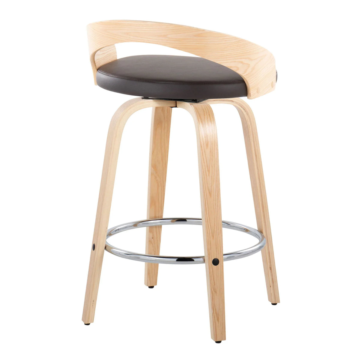 Grotto - Contemporary Fixed Height Counter Stool With Swivel With Round Footrest (Set of 2) - Furniture Home Direct