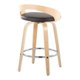Grotto - Contemporary Fixed Height Counter Stool With Swivel With Round Footrest (Set of 2) - Furniture Home Direct