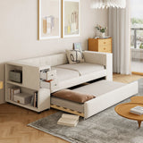 Upholstered Bed With Storage And Twin Trundle, USB Charging Ports - Furniture Home Direct