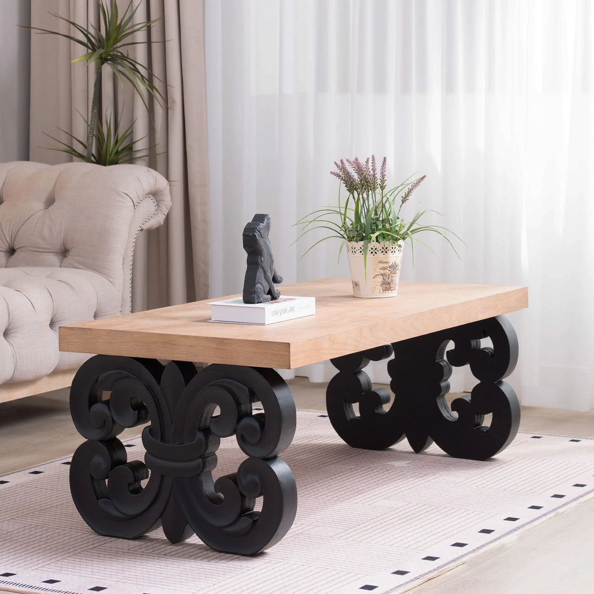 Ornate Scroll Base Coffee Table - Furniture Home Direct