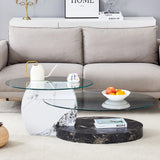 Contemporary Artistic Double Layer Coffee Table,Tempered Glass Top - Furniture Home Direct