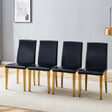 Dining Chairs Four Modern PU Leather Gold Legs Black - Furniture Home Direct