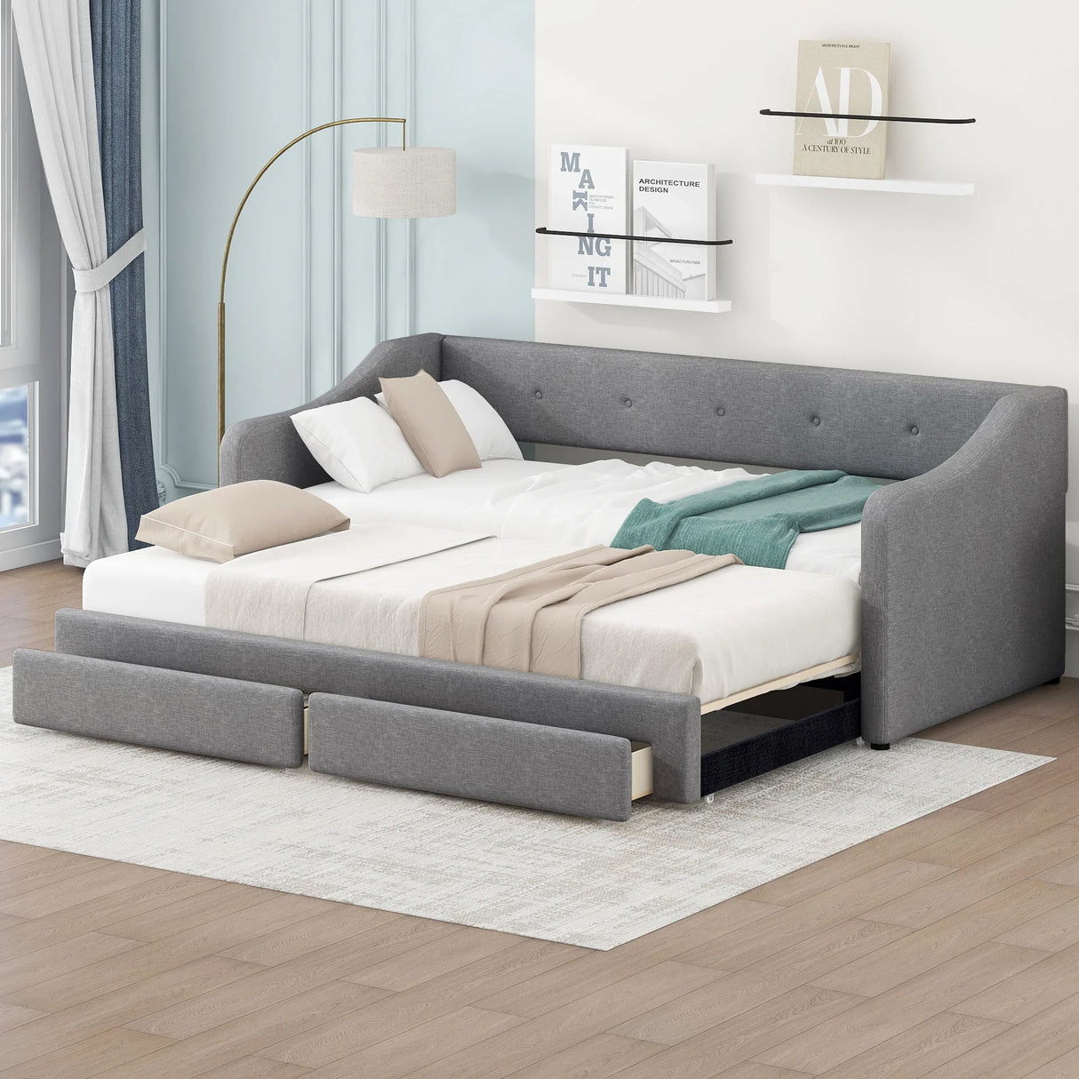 Upholstered Daybed With 2 Drawers - Furniture Home Direct