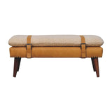 Boucle Leather Bench - Tan - Furniture Home Direct