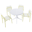 4 Piece Set Of Modern Color Block Designed Single Chairs With Round Table