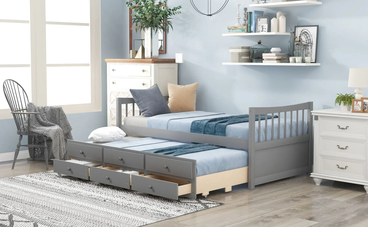 Twin Size Daybed With Trundle And Drawers - Furniture Home Direct