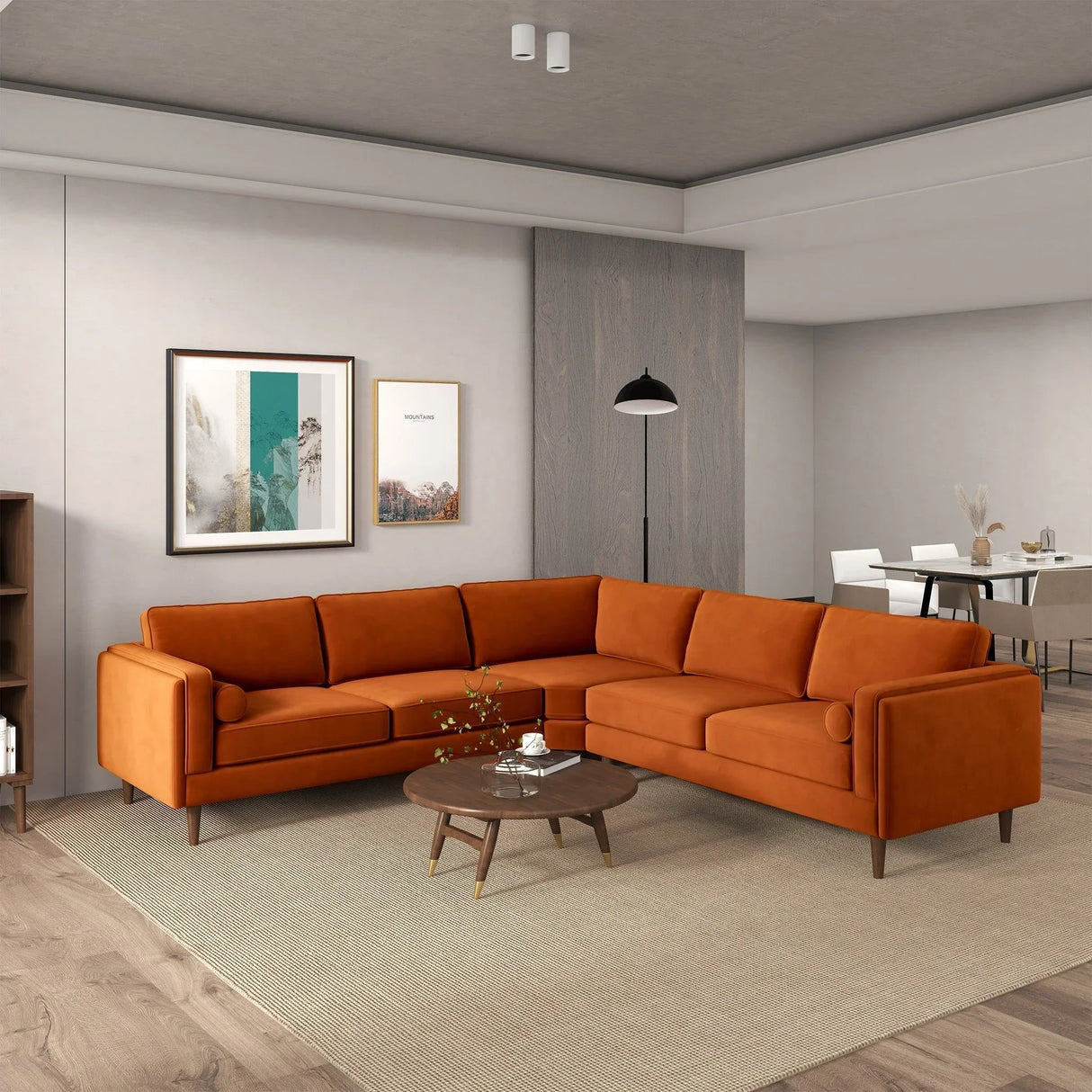Amber - Velvet Corner Sectional Sofa - Furniture Home Direct