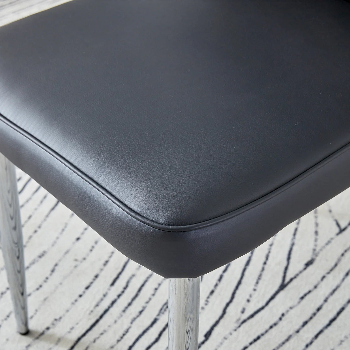 Dining Set Faux Marble Table With Black Chairs Silver - Furniture Home Direct