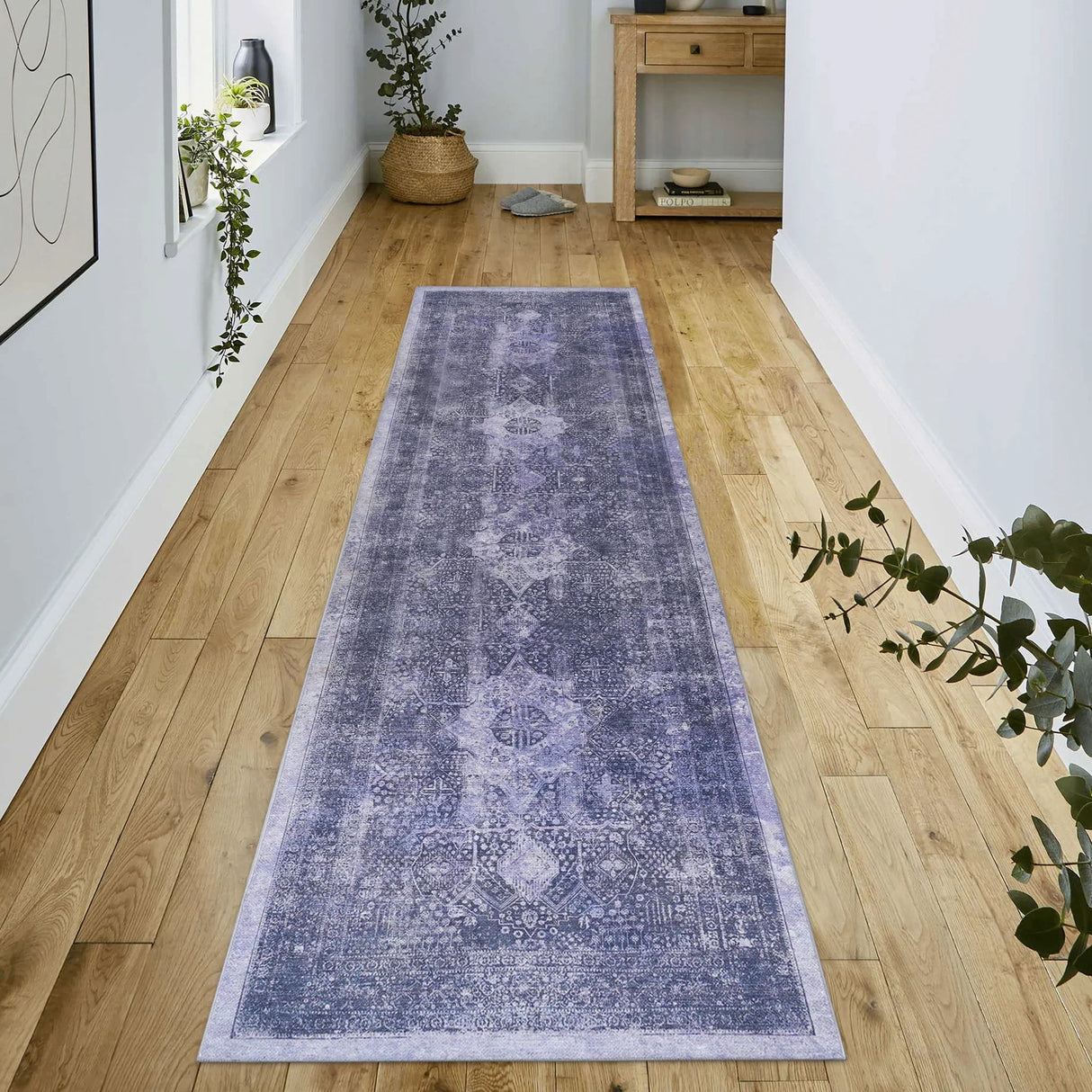Maval - 2'6'' X 10' Washable Runner Rug - Anthracite - Furniture Home Direct