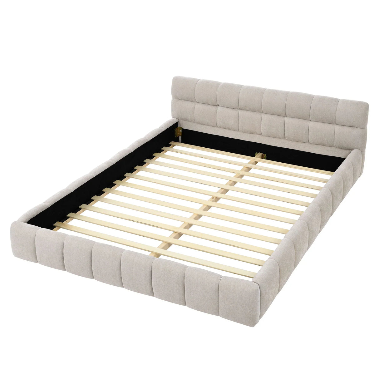Modern Platform Bed Frame With Thick Chenille Fabric - Furniture Home Direct