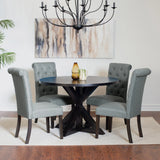 Dining Set Round Table With Four Upholstered Chairs Black - Furniture Home Direct