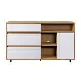 Contemporary Detailed Door Sideboard With Open Storage - Furniture Home Direct
