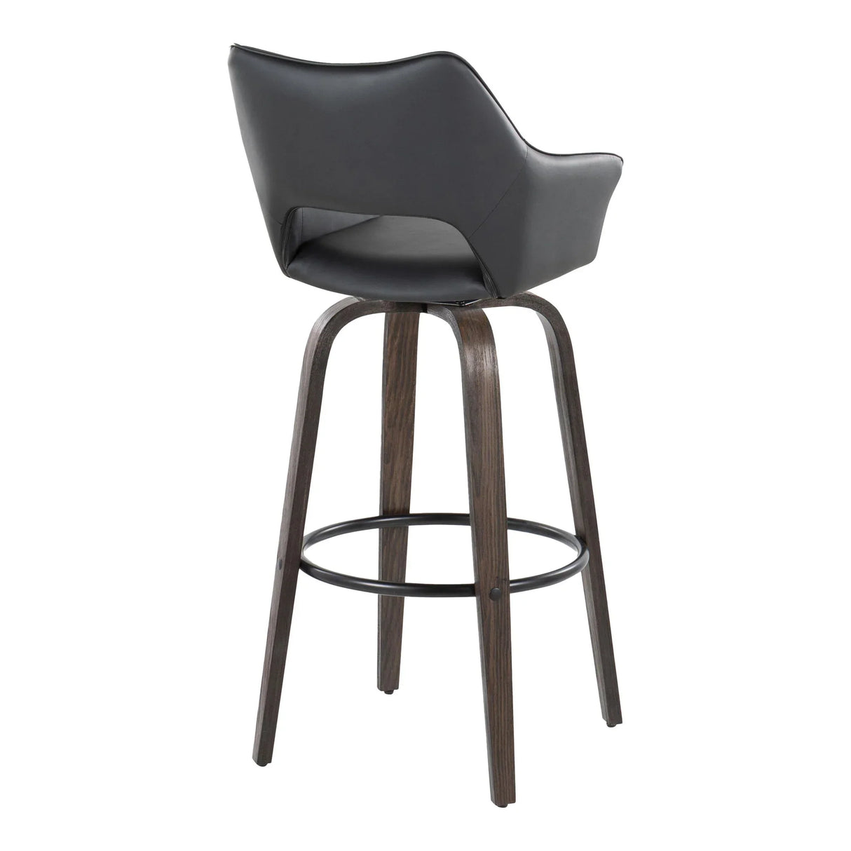 Mustang - Contemporary Fixed Height Barstool With Swivel With Round Footrest (Set of 2) - Furniture Home Direct