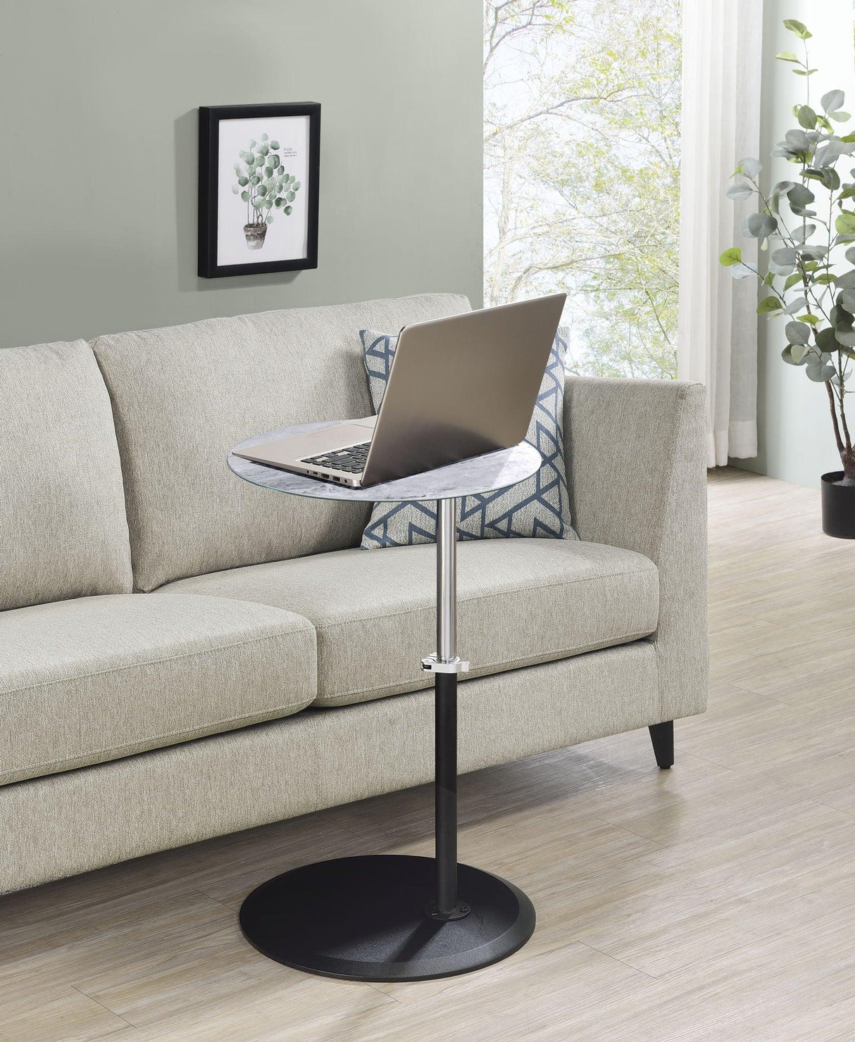 Orbit - 15.5" End Table With Height Adjustable Marble Textured Top - Furniture Home Direct