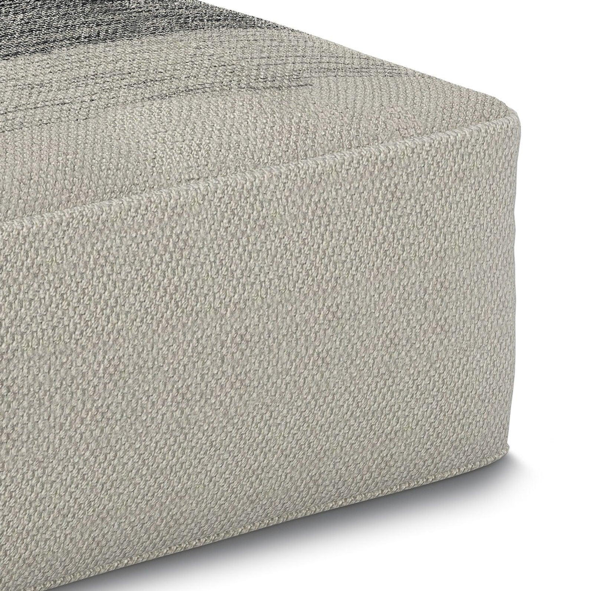 Sabella - Square Woven Outdoor / Indoor Pouf - Gray / White - Furniture Home Direct