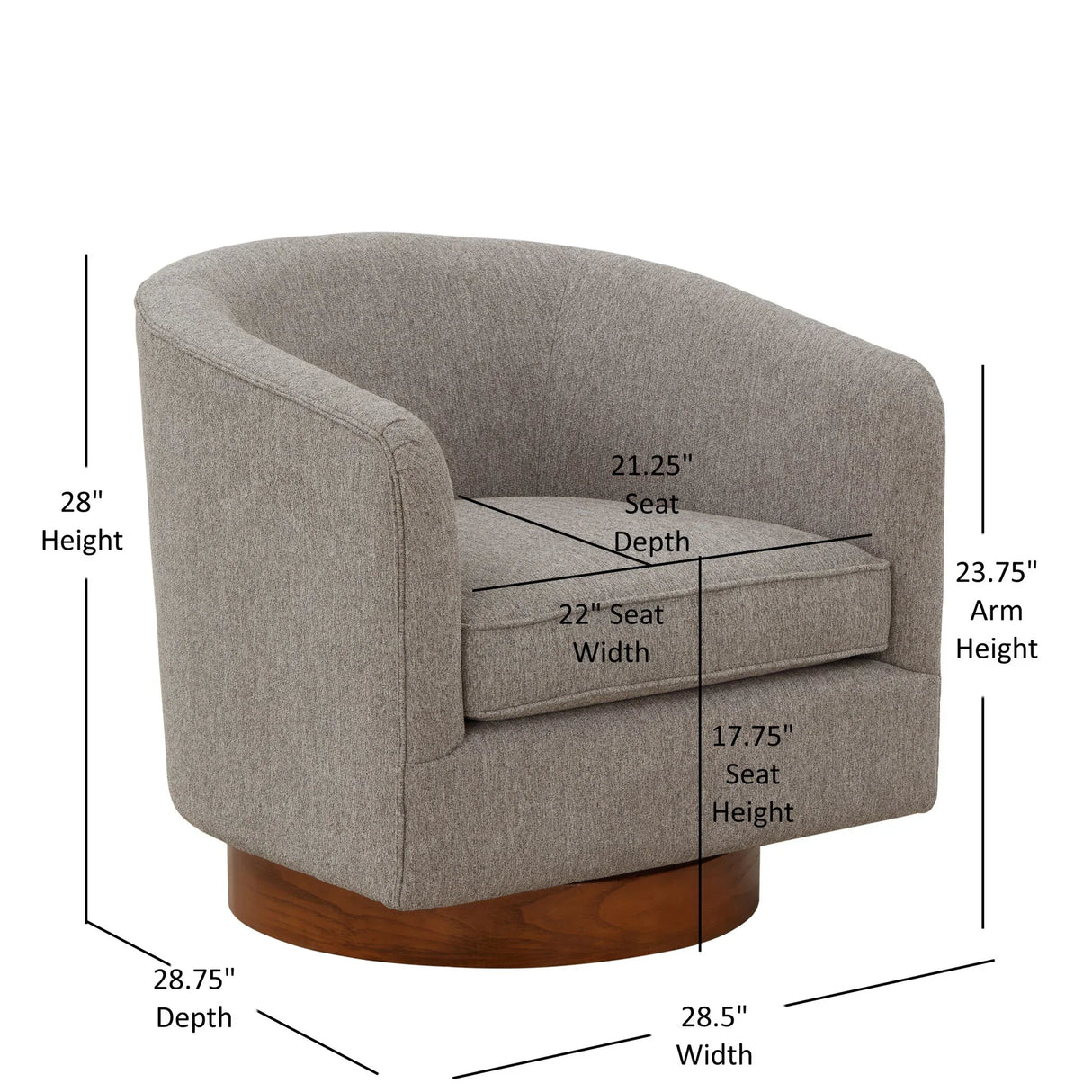 Miramar - Swivel Barrel Chair With Wooden Base - Furniture Home Direct