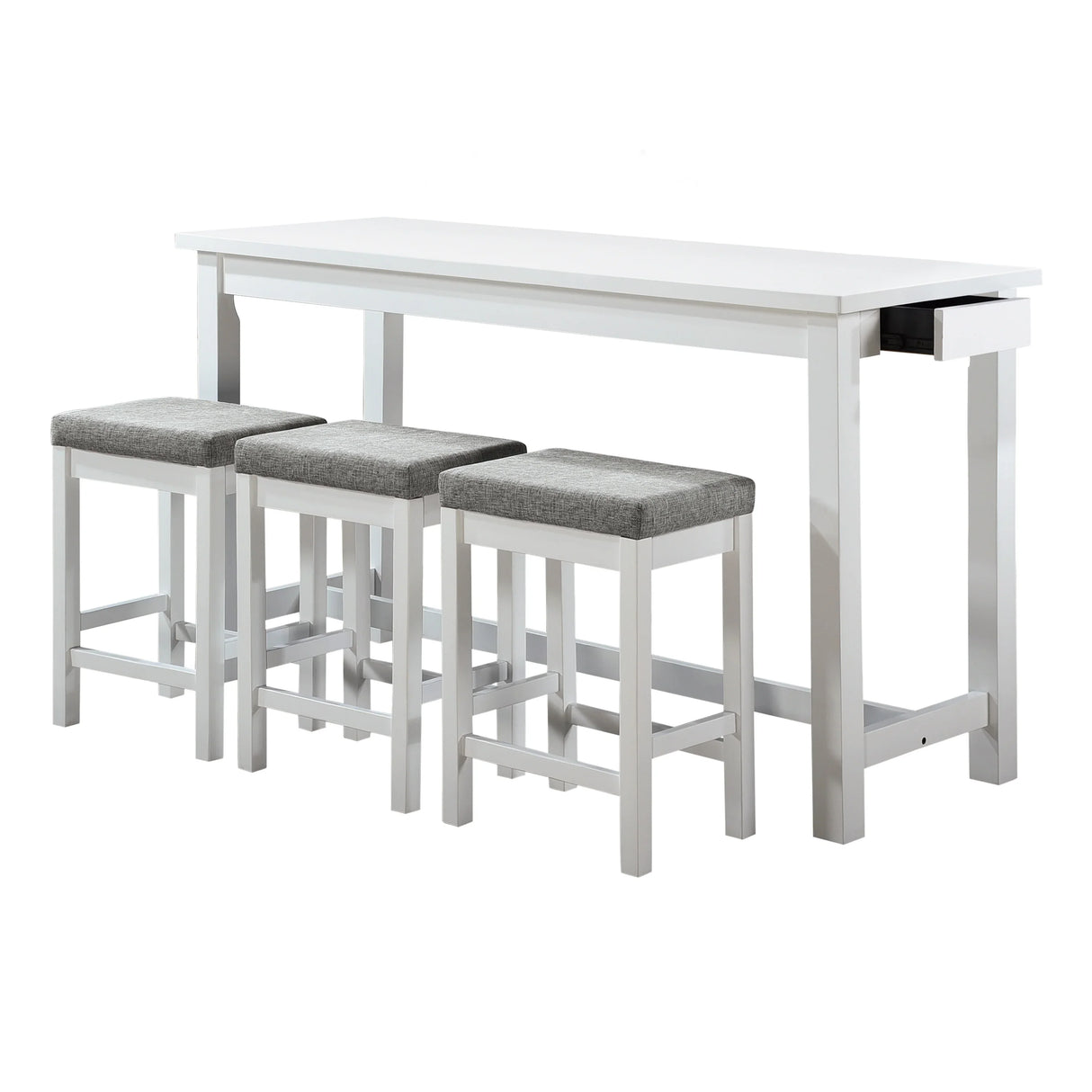 Counter Height Dining Set With USB Ports And Drawer White - Furniture Home Direct