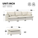 Sectional Sofa With Ottoman Cloud Couch Set With Throw Pillows, Free Combination - Furniture Home Direct