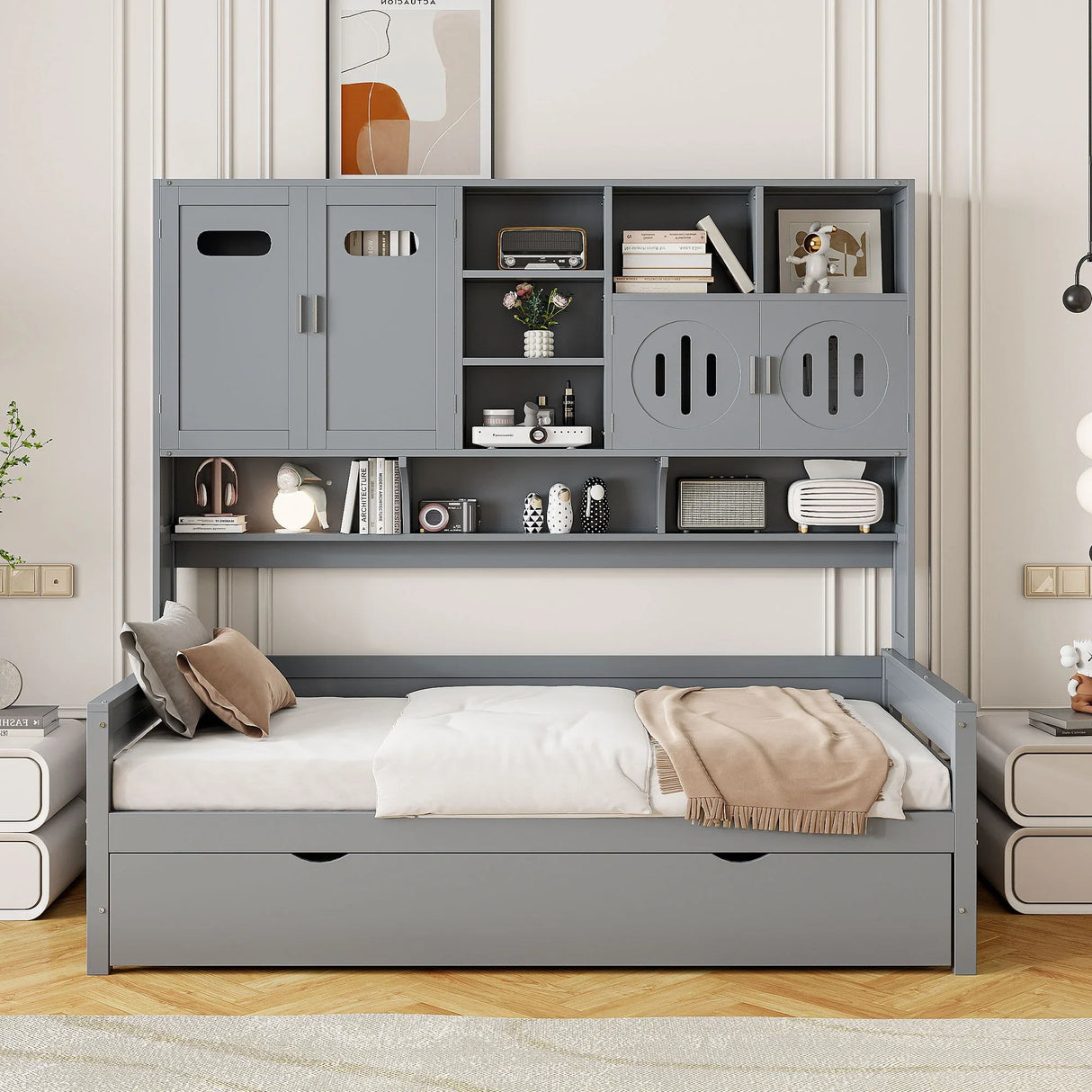Daybed With All-In-One Cabinet And Shelf - Furniture Home Direct