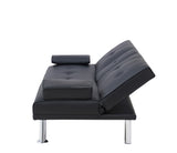 Black Leather Multifunctional Double Folding Sofa Bed for Office with Coffee Table - Furniture Home Direct
