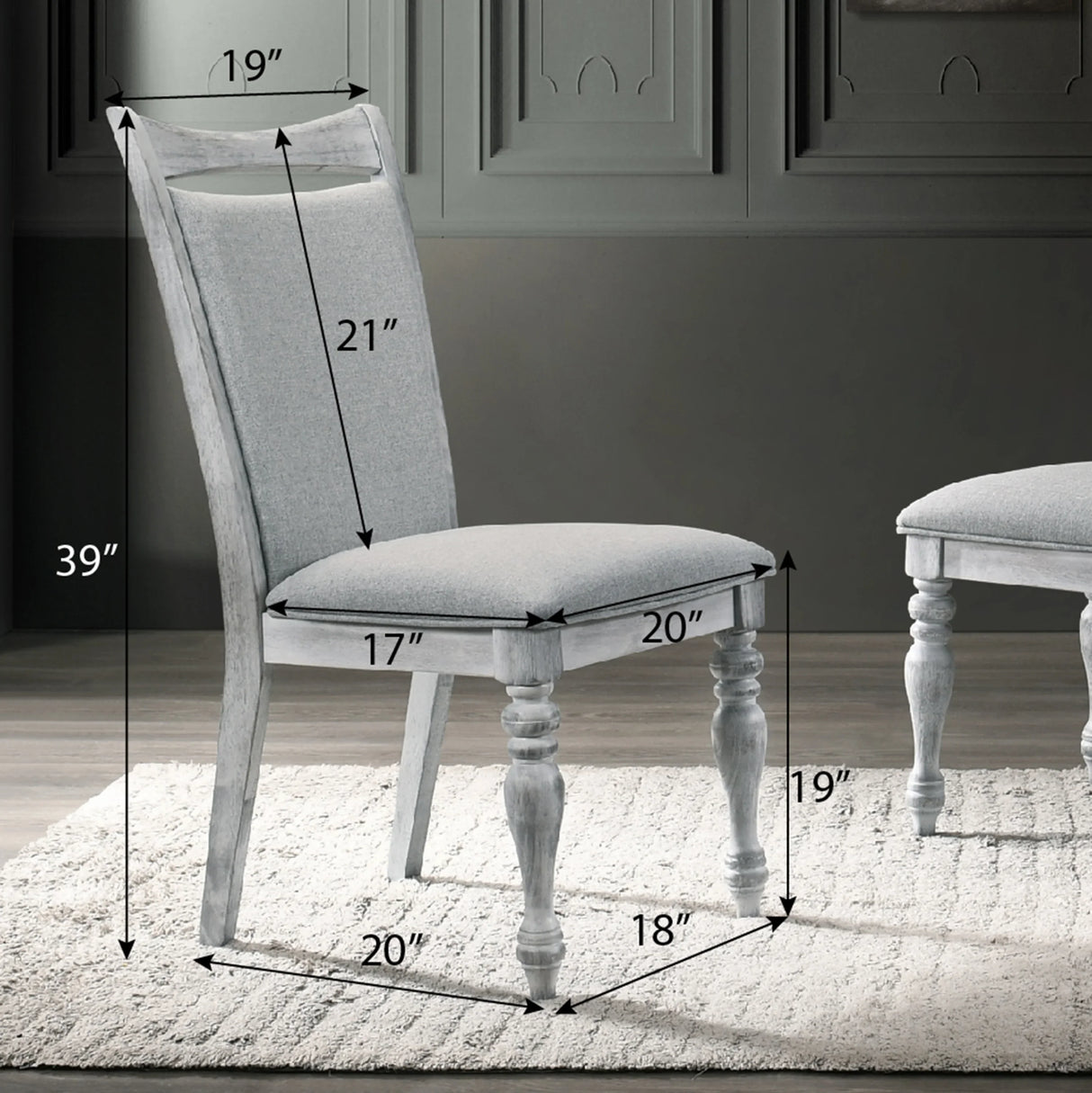 Dining Set Round Pedestal Table With Chairs Weathered White - Furniture Home Direct