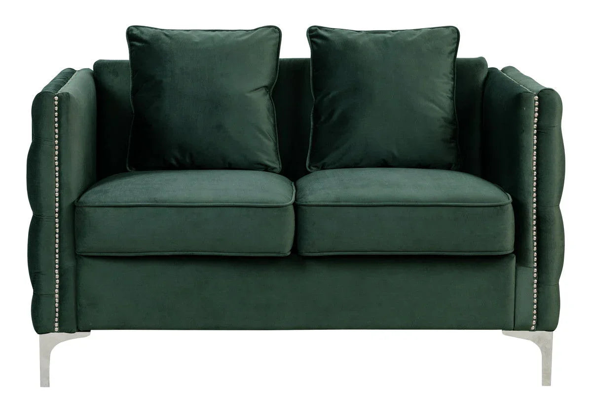 Bayberry - Velvet Loveseat With 2 Pillows - Furniture Home Direct