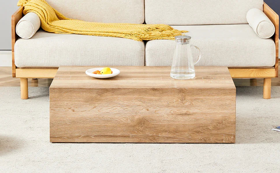 Coffee Table Modern MDF Sleek Contemporary Natural Wood - Furniture Home Direct