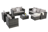 6 Piece Wicker Patio Set With Glass Table - Furniture Home Direct