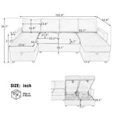Convertible Sectional Sofa With Storage Chaise Lounges And USB Ports - Furniture Home Direct
