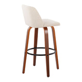 Toriano - Mid Century Modern Fixed Height Barstool Swivel And Round Footrest (Set of 2) - Furniture Home Direct