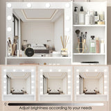 Vanity Desk With Mirror And LED Lighting For Bedroom White - Furniture Home Direct