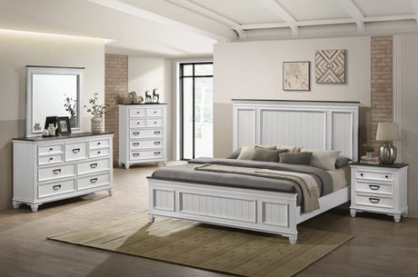Bedroom Set King Bed Wood Dresser Antique White Gray - Furniture Home Direct