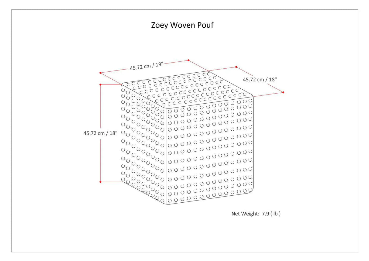 Zoey - Handcrafted Woven Cube Pouf - Furniture Home Direct