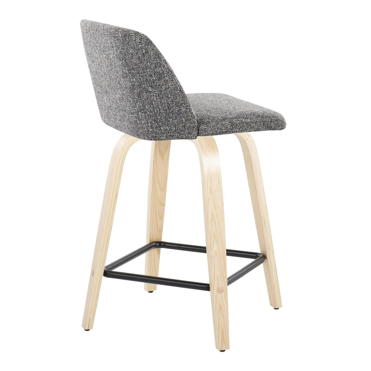 Toriano - Contemporary Modern Design Fixed Height Counter Stool With Swivel With Square Footrest (Set of 2) - Furniture Home Direct