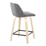 Toriano - Contemporary Modern Design Fixed Height Counter Stool With Swivel With Square Footrest (Set of 2) - Furniture Home Direct